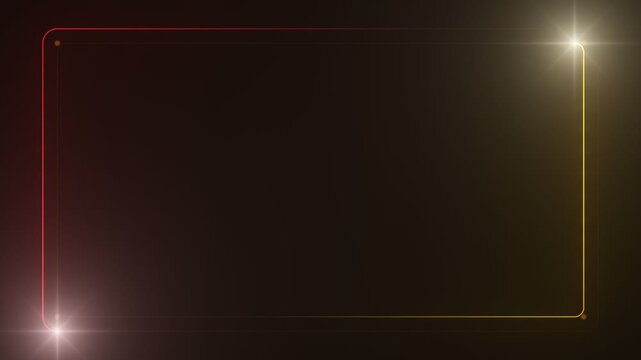 Intense red and amber neon laser frame chasing energy beam border overlay seamless loop 4k