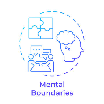 Mental boundaries blue gradient concept icon. Healthy emotional guardrails. Interpersonal energy allocation. Round shape line illustration. Abstract idea. Graphic design. Easy to use in booklet