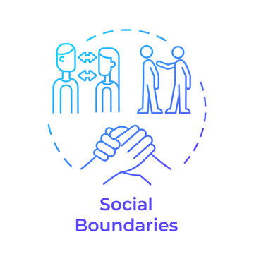 Social boundaries blue gradient concept icon. Modern communication intelligence. Mindful group interaction. Round shape line illustration. Abstract idea. Graphic design. Easy to use in booklet
