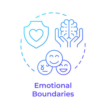Emotional boundaries blue gradient concept icon. Empowered self care. Mental peace protection. Round shape line illustration. Abstract idea. Graphic design. Easy to use in booklet, blog post