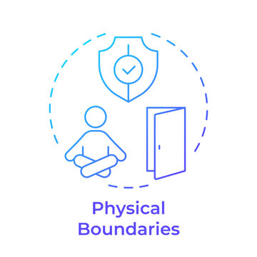Physical boundaries blue gradient concept icon. Healthy personal space limits. Individual comfort zone. Round shape line illustration. Abstract idea. Graphic design. Easy to use in booklet, blog post