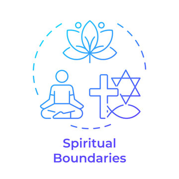 Spiritual boundaries blue gradient concept icon. Inclusive spiritual awareness. Holistic mental wellness. Round shape line illustration. Abstract idea. Graphic design. Easy to use in booklet and blog