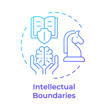Intellectual boundaries blue gradient concept icon. Protecting personal mind space. Defending critical thinking. Round shape line illustration. Abstract idea. Graphic design. Easy to use in booklet
