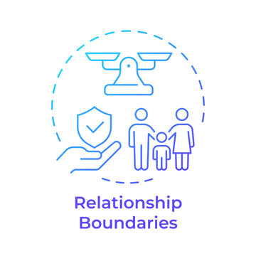 Relationship boundaries blue gradient concept icon. Healthy communication strategies. Emotional wellness. Round shape line illustration. Abstract idea. Graphic design. Easy to use in booklet