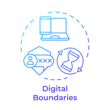 Digital boundaries blue gradient concept icon. Healthy screen limits. Mindful device usage balance. Round shape line illustration. Abstract idea. Graphic design. Easy to use in booklet, blog post