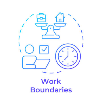 Work boundaries blue gradient concept icon. Time management strategy. Remote work life integration. Round shape line illustration. Abstract idea. Graphic design. Easy to use in booklet, blog post