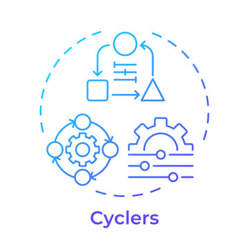 Cyclers blue gradient concept icon. Iterative workflow management solutions. Agile product development. Round shape line illustration. Abstract idea. Graphic design. Easy to use in booklet, blog post