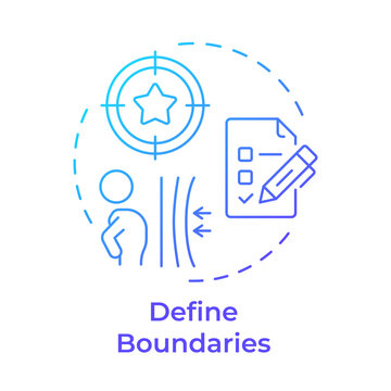 Define boundaries blue gradient concept icon. Decision making habits. Task management balance. Round shape line illustration. Abstract idea. Graphic design. Easy to use in booklet, blog post