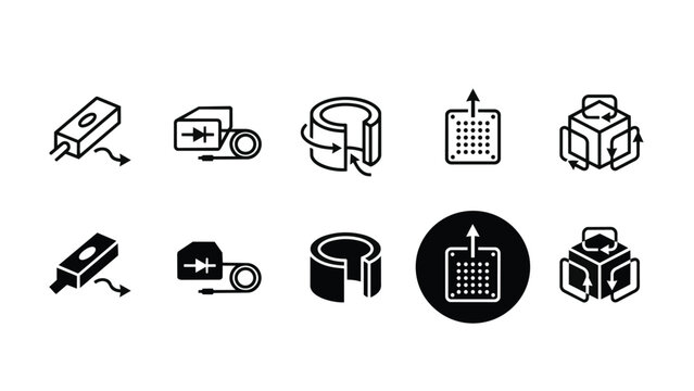 Magnetometer Modules Line and Solid Icon Pack For MEG Research | Magnetometer Modules,OPM,MEG,Quantum,Sensor - Modern and Editable Vector Icons