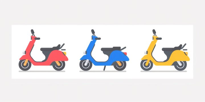 Colorful scooters representing urban mobility and transport
