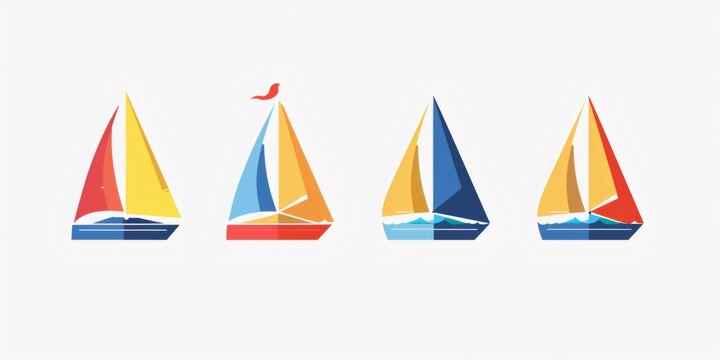 Colorful sailboats sailing on the ocean waves
