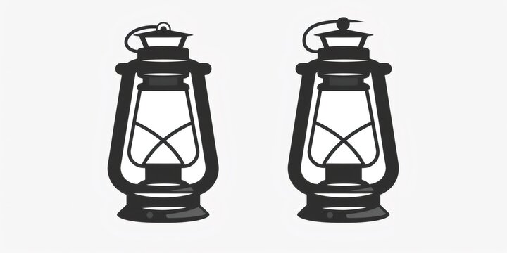 Vintage oil lantern icon vector illustration set