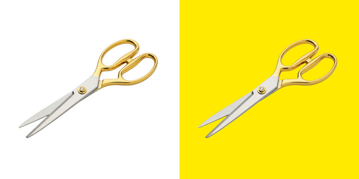 Elegant pair of gold sewing scissors with metallic blades png