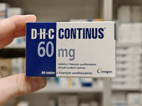 Prague,Czech Republic-8 December 2025:DHC CONTINUS 60 mg prolonged-release tablet package