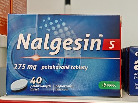 Prague,Czech Republic-5 March 2026:NALGESIN S 275 mg tablet package