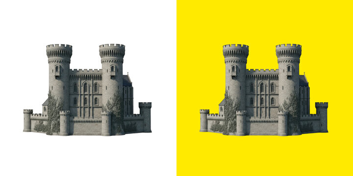 Medieval Stone Castle Fortress with Two Large Towers png
