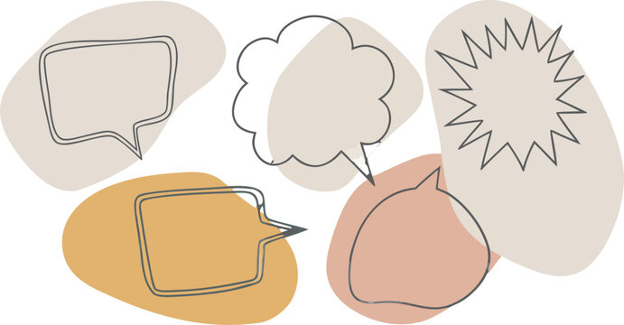 Hand Drawn Colorful Speech Bubble Set &ndash; Doodle Comic Chat Icons Vector Collection, Cartoon Message Boxes, Sticker Style UI Elements