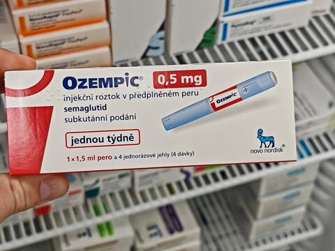 Prague,Czech Republic-2 August 2025:OZEMPIC, active substance SEMAGLUTIDE, producer NOVO NORDISK, indication type 2 diabetes