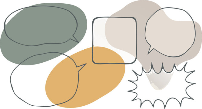 Hand Drawn Colorful Speech Bubble Set &ndash; Doodle Comic Chat Icons Vector Collection, Cartoon Message Boxes, Sticker Style UI Elements