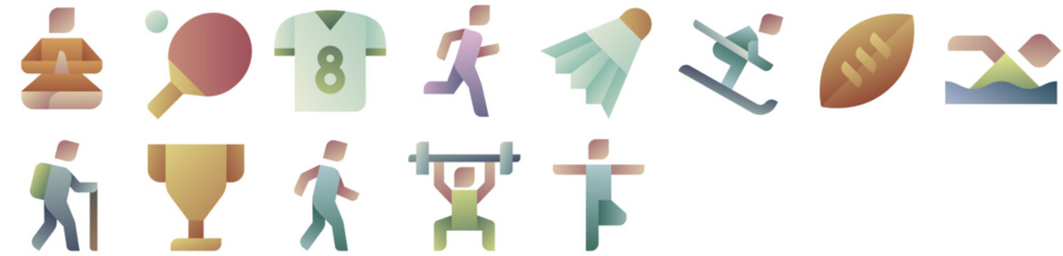 Sports Icon Pack &mdash; sport, activity, competition, physical, football, game, ball, player, championship, athlete, exercise. Set of vector icons.