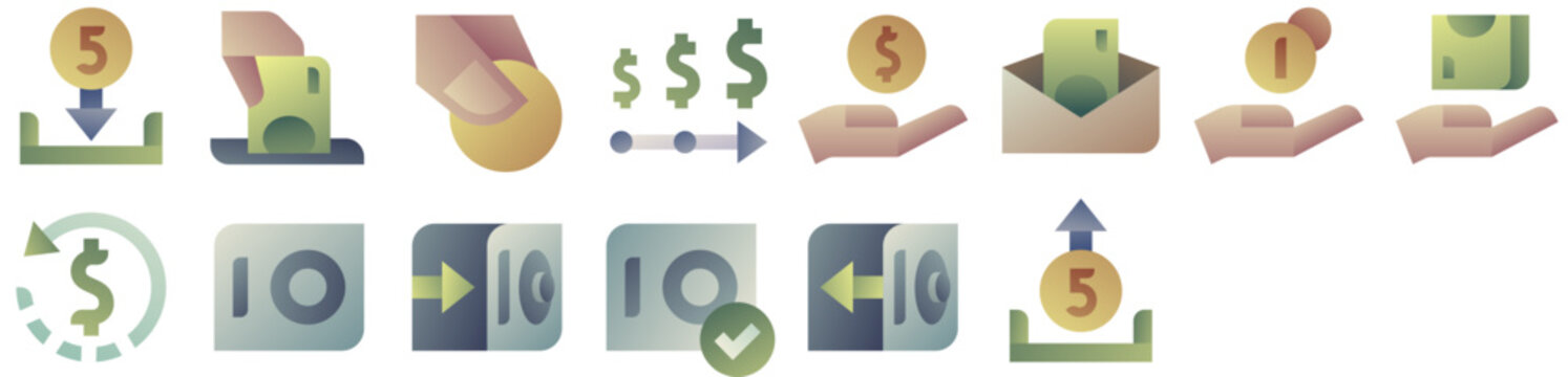 Financial Operations Icons &mdash; money, safe, cash, deposit, payment, coin, savings, dollar, box, income, refund, banking, pay, bank. Vector icon pack.