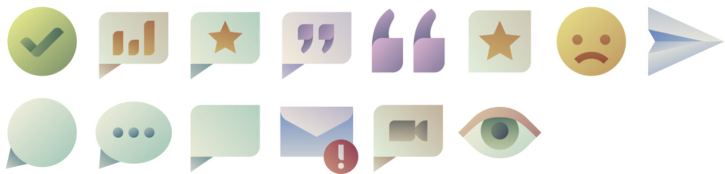 Messaging Icon Pack &mdash; face, emoji, message, sad, ok, chat, speech bubble, emoticon, button. Vector icon pack.