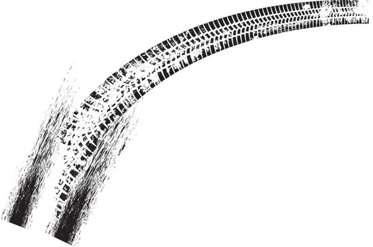 Vector Print Textured Tire Track . Design Element . Car tread silhouette . Mud splash grunge texture