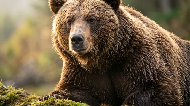 kodiak bear close up at morning light in kodiak alaska usa video