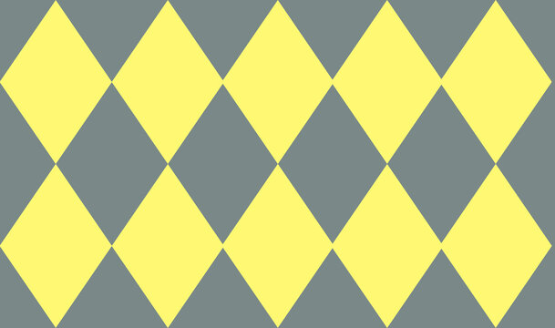 A repeating argyle pattern of bright, vibrant yellow diamond shapes arranged in a staggered grid on a solid muted gray background.