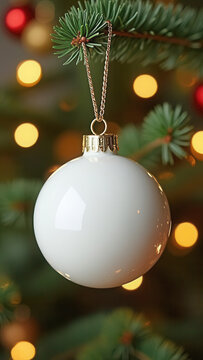 Vertical christmas card with bauble with copy space