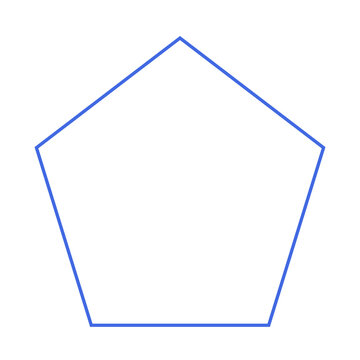 Royal Blue Pentagon Outline Icon Isolated on Transparent Background PNG Geometric Vector Shape