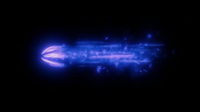 Blue Club Card Suit Energy Projectile with Glowing Particles and Light Trail, 4K MOV with Alpha Channel on Transparent Background
