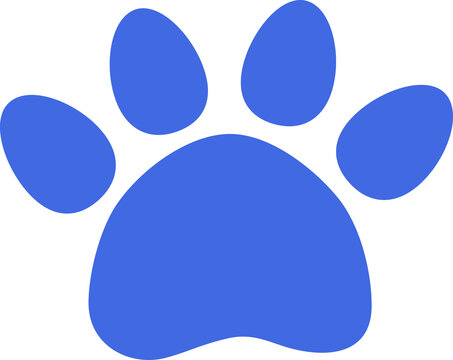 Royal Blue Dog Paw Icon Isolated on Transparent Background PNG Pet Animal Footprint Symbol
