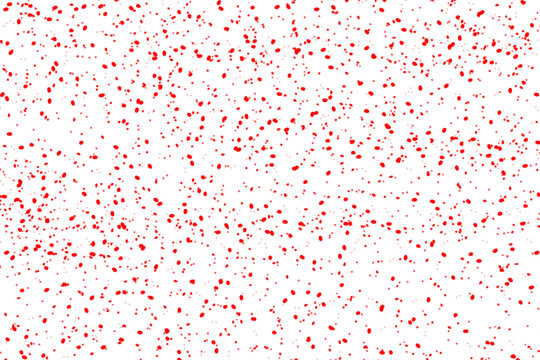 Red splatter background with abstract paint spray texture on white backdrop