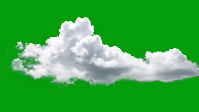 Fluffy Cumulus Clouds Moving Slowly Across a Vibrant Green Screen Background