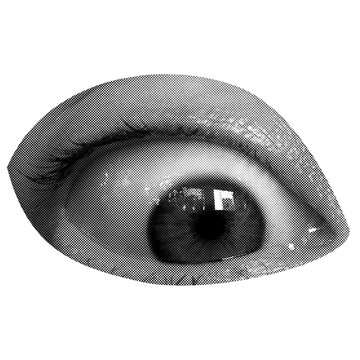 Halftone eye with crazy expession collage element