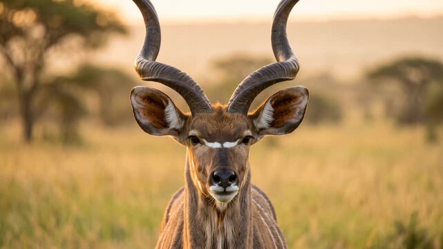 kudu close up at morning light in kruger national park south africa video