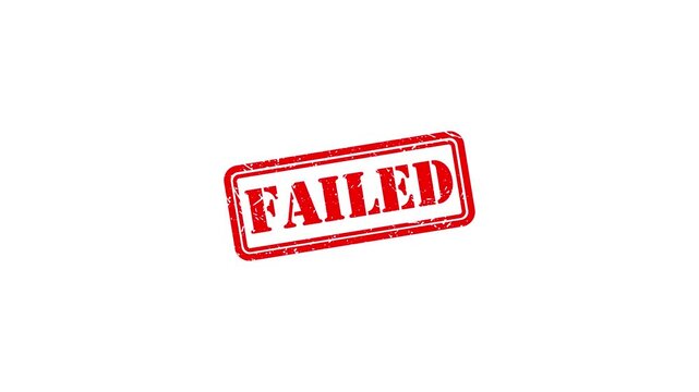 Red rubber stamp impression with failed text isolated on white background