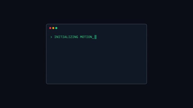 Initializing motion terminal command line interface text animation 4k