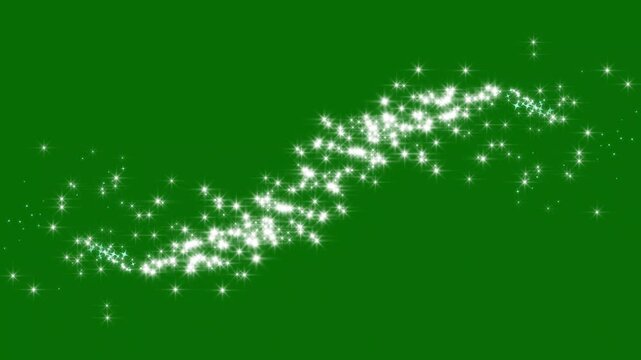 Magic glitter sparkle star line animation, shining white star trail burst, glowing white twinkle dust burst fast glittering star lines,  sparkling starry line effect on green screen. 4k animation