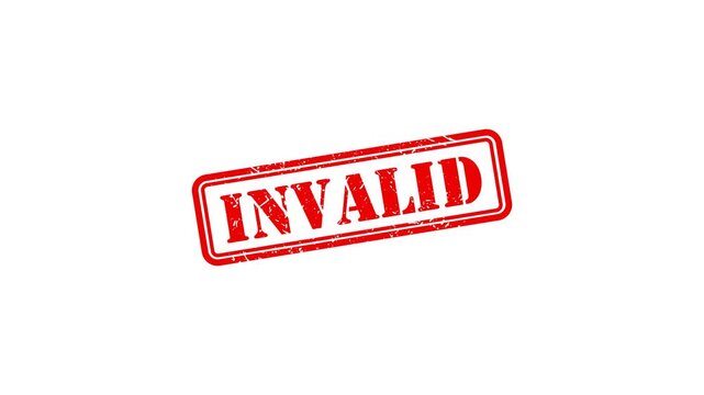 Red rubber stamp impression with invalid text isolated on white background, INVALID