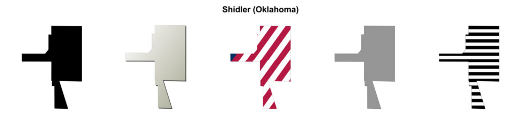 Fototapeta premium Shidler (Oklahoma) blank outline map set
