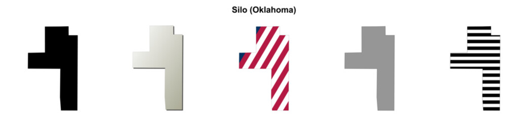 Obraz premium Silo (Oklahoma) blank outline map set