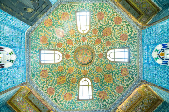 Stunning, intricate mosaic ceiling in a historic building