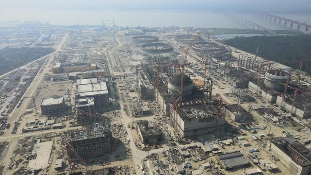 Drone View of Rooppur Nuclear Power Plant, construction site