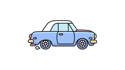 Fototapeta premium Small blue classic vintage sedan car icon.