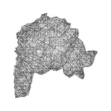 Sketch monochrome Irbid (Jordan) outline map design