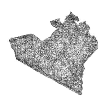 Black and white sketch Narok (Kenya) outline map design