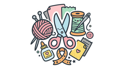 Obraz premium Sewing and handmade craft supply collection.