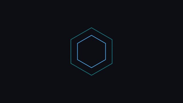 Minimalist neon hexagon geometric motion animation 4k background, with pulsing abstract, lines